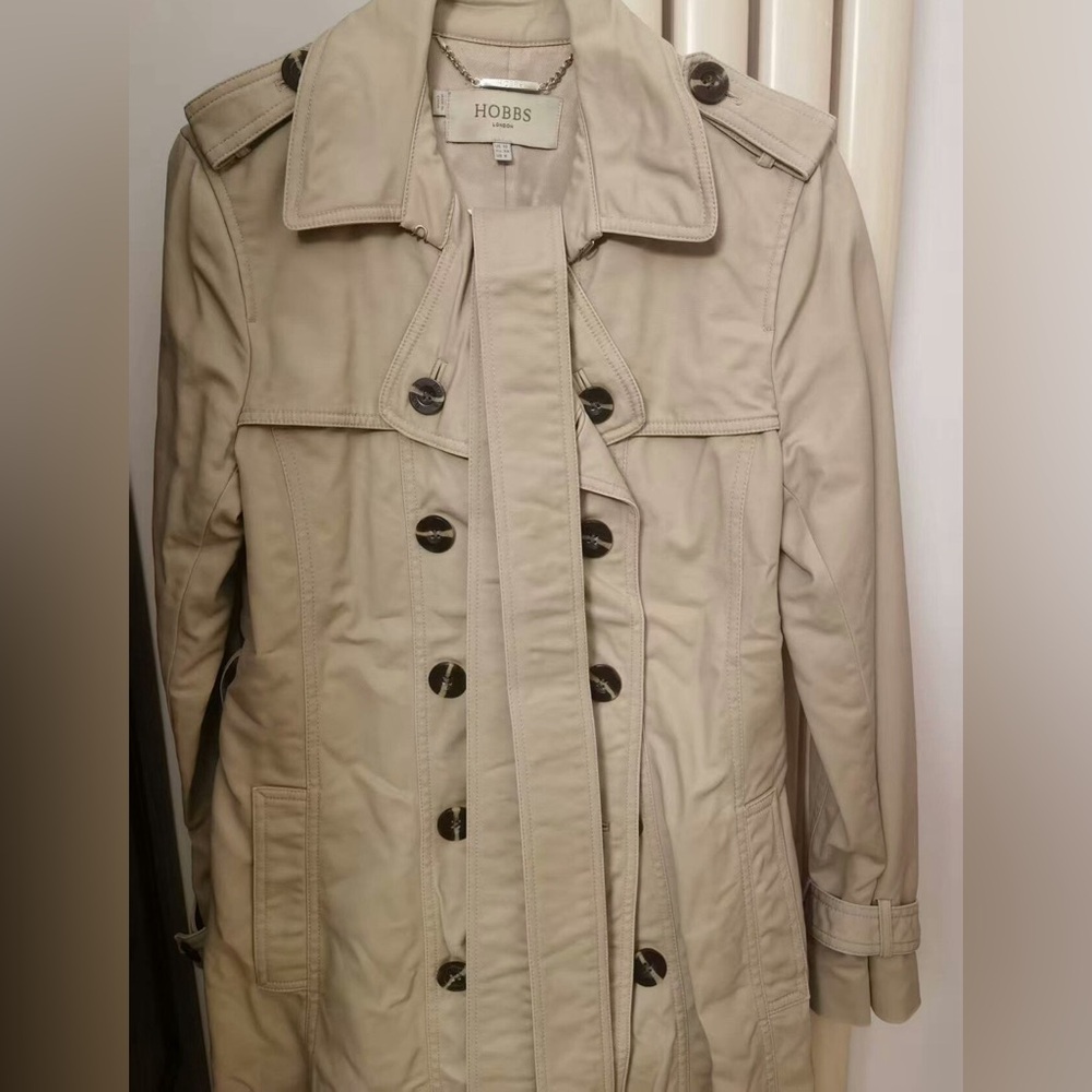 Hobbs London classic Beige Tan Double Breasted Button Trench Coat Classic - Picture 12 of 13